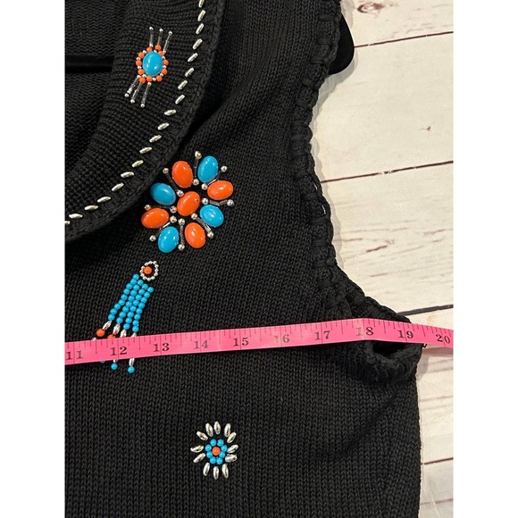 Vintage Victoria Jones Size Large Embellished Vest Silver Orange Southwestern - Picture 6 of 7